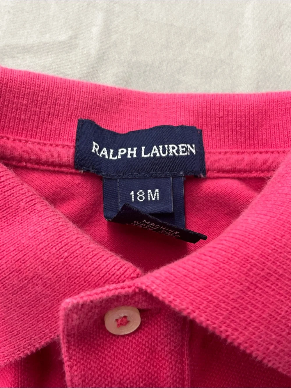 Ralph Lauren Hot Pink Long-Sleeve Polo Dress with Pleated Skirt Size 18 Months